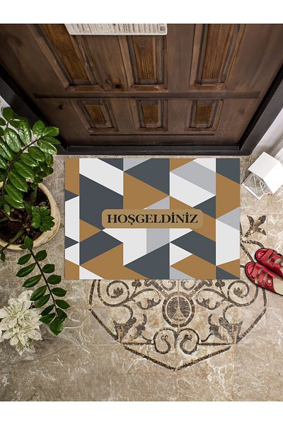 Viadela 45x65 Patterned Welcome Door Mat - Door Front