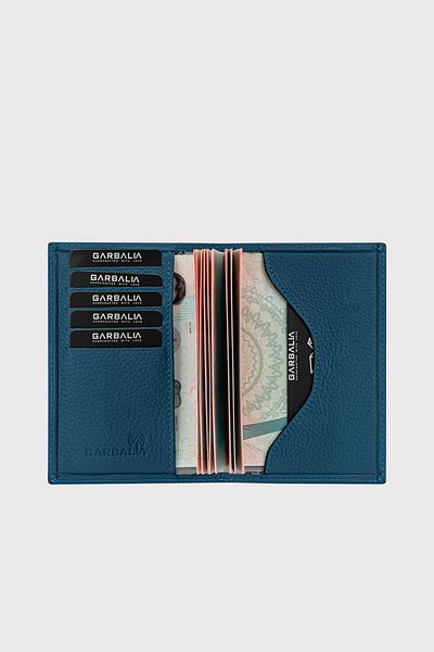 Garbalia Γνήσια δερμάτινη θήκη διαβατηρίου Unisex Petrol Blue - με θήκη για κάρτα