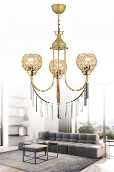 Genel Markalar Eskitme Şelale 3'lü Optigon Kafa Lüks Yukarı Bakan Kristal Taş...