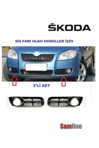 İthal Skoda Roomster (2007-2010) Sis Farı Çerçevesi Sağ-Sol Set (Tampon Sis K...