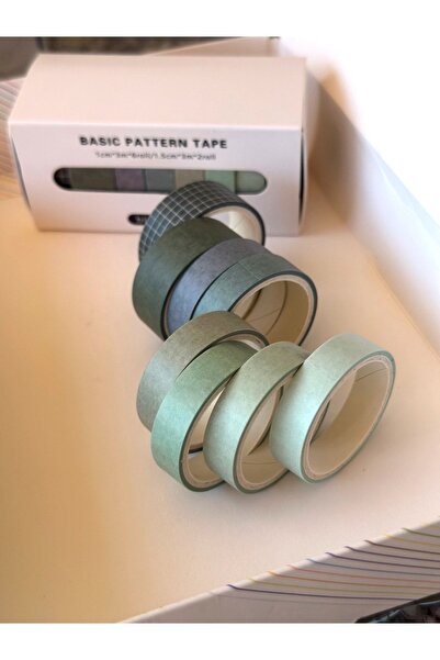 Padme studio 8'li Washi Dekoratif Kağıt Bant - Bluestone/Mint Yeşil Tonlar