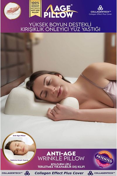 AGE PILLOW 3 Pieces - Anti Age Anti-Wrinkle Beauty Pillow - Orthopedic High Neck Support - Patented