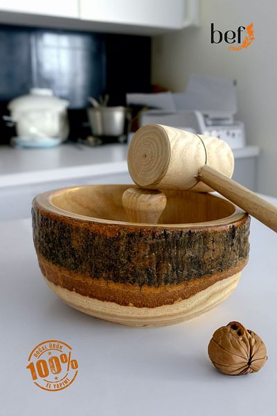 BEFGROUP 100% Natural Handcrafted Wooden Walnut Hazelnut Cracker with Shell Crack Mallet
