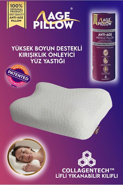 AGE PILLOW 3 Pieces - Anti Age Anti-Wrinkle Beauty Pillow - Orthopedic High Neck Support - Patented
