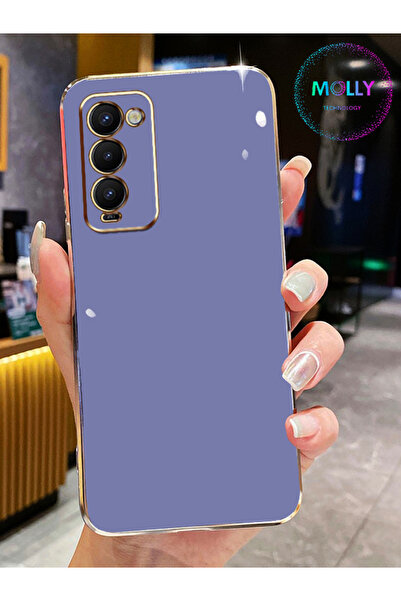 Molly Technology Tecno Camon 18t Için Petrol Mavisi Kenarları Gold Detaylı Lü...