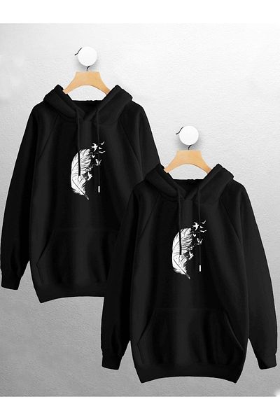 macklin Dear Couple Combinație cu pene pescăruș cu design imprimat hanorac cu glugă Set de 2 costum