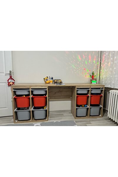 OYUNCAK DOLABI AHŞAP DESENLİ ÇALIŞMA MASALI OYUNCAK DOLABI (MDF)