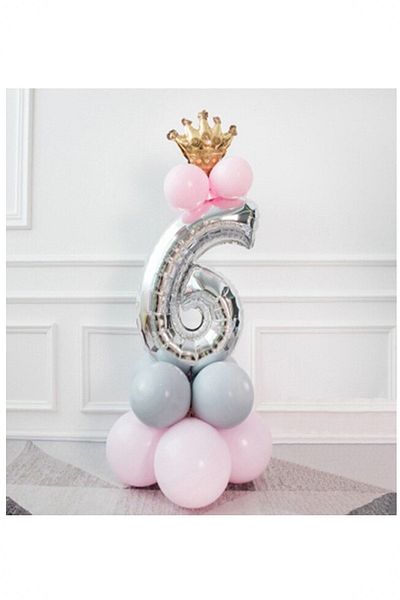 BİDOLUMUTLULUK King Crowned Silver Balloon Set Birthday Party