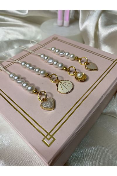 TATLIŞ 2 Pieces Handmade Pearl Phone Charm, Phone Ornament
