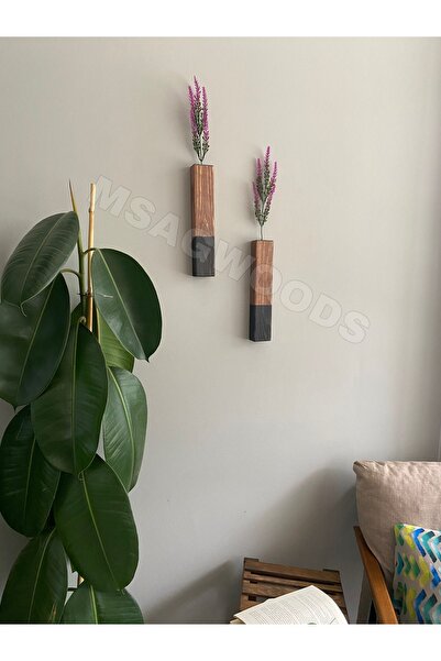 MSAĞWOODS 2 bucăți ghiveci din lemn pentru bucătărie, baie, grădină de iarnă, boemă, rustică, balcon, floare artificială, cadou pentru acasă, cadou de nuntă
