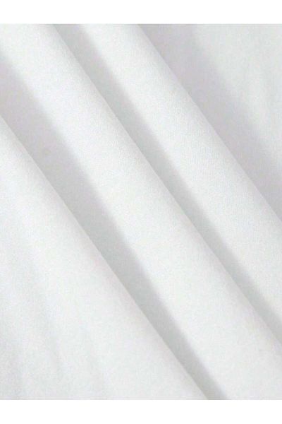 Bengi Clothing Tricou alb cu mânecă scurtă, cu tăietură supradimensionată din bumbac organic