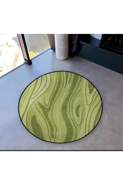 Rugs Modern Halı سجادة ميرا مستديرة ذات ألوان خضراء مجردة منسوجة بقاعدة زخرفي...