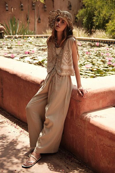Manuka Παντελόνι Muslin Relaxed Fit - Χρώμα άμμου