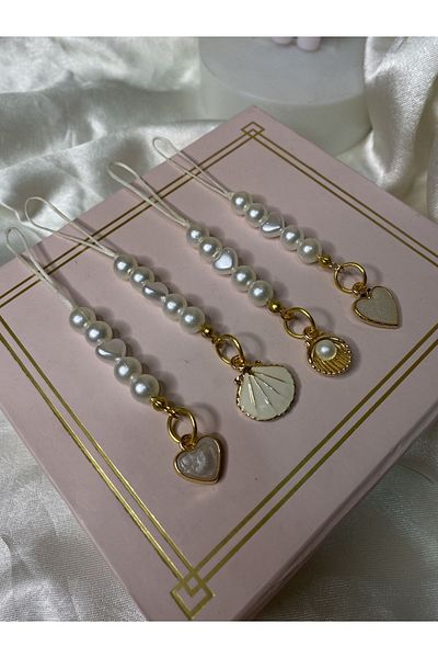 TATLIŞ 2 Pieces Handmade Pearl Phone Charm, Phone Ornament