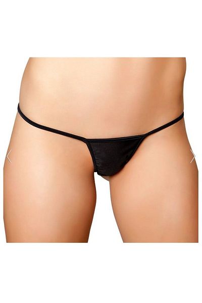 Motto10 butik Fancy Black Leather Look String Thong Bc1288