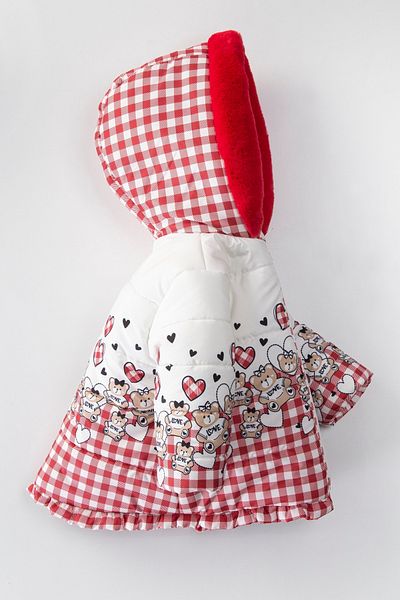 PODİUM GİYİM Bear Printed - Cute Winter Coat with RuFFle Detail