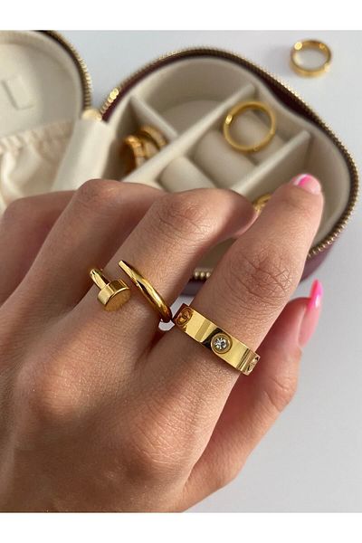 ringbox Karamaz Steel Brand Model Stone Gold Ring