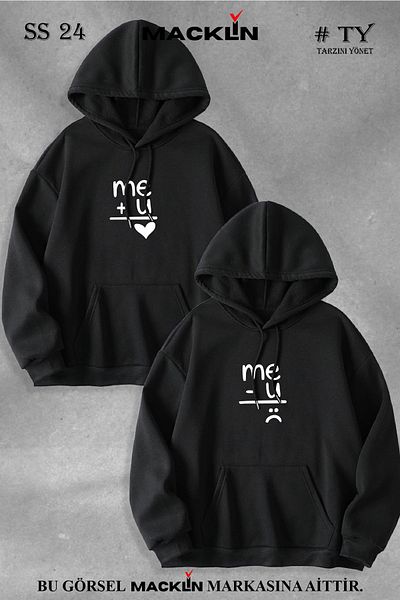 macklin Dear Couple Combination Me + U Printed Special Design Hooded Sweatshirt Set of 2 Set