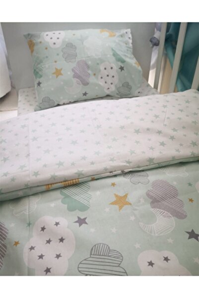 Bebek Özel Green Moon Star 100% Cotton Baby Kids Bedding Set 100X150 cm