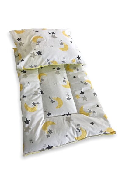 Bebek Özel وسادة سرير أطفال من القطن بنسبة 100% ووسادة للأطفال/الرضع باللون الأصفر على شكل نجمة وهلال
