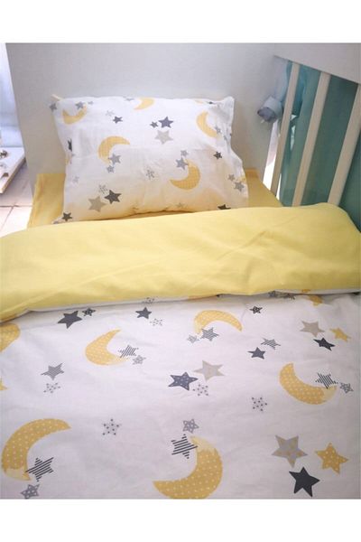 Bebek Özel Yellow Crescent Star - Set cuvertură de pilota pentru copii 100% bumbac