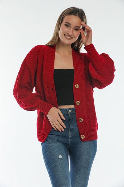 Mrt Balloon Sleeve Four Button Cardigan