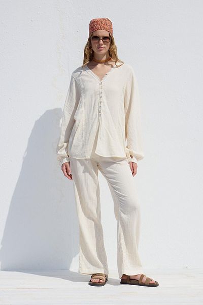 Manuka Ecru Muslin Comfortable Trousers