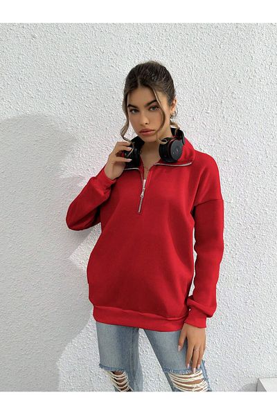 macklin men's and Women's Unprinted Stand Collar Basic Sweater - Half zipper