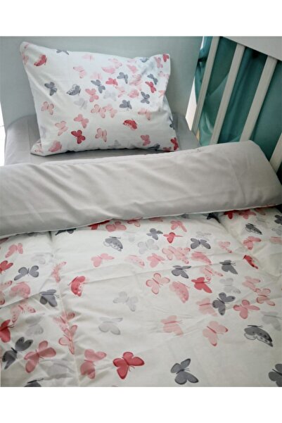 Bebek Özel %100 Pamuklu Çocuk 90x190 Montessori Yastık Çarşaf Yorgan Seti Pem...
