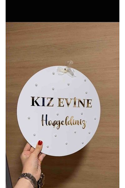 hediyesepetin Gold Plexi Girl's Home - Welcome with Pearl Detail
