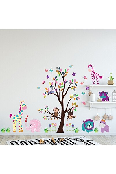 Kt Grup Çocuk Ve Bebek Odası Renkli Hayvanlar Dev Duvar Sticker Seti