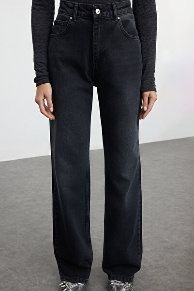 Trendyol Collection High Waist Wide Leg Black Jeans - TWOAW25JE00179