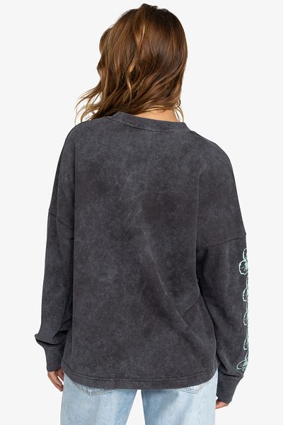 Roxy Top aus Algodon-Polyester-Mischgewebe mit Waffelmuster für Damen [200 g/m] – Lange Ärmel mit Knopfleiste
