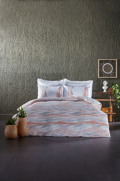 Doqu Home طقم غطاء لحاف بولي قطن فردي من Lidya - برتقالي