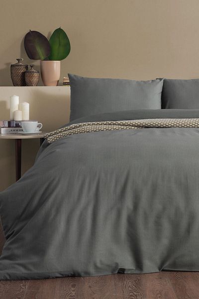 Doqu Home طقم غطاء لحاف بيور لاين مزدوج - أخضر