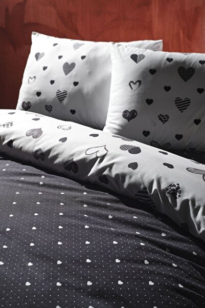 Doqu Home Ranforce Valens Black Double Duvet Cover Set