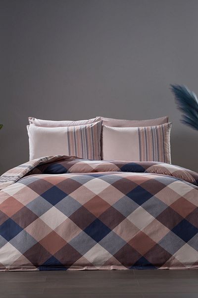 Doqu Home Комплект единична памучна завивка Ranforce Kreo - кафяв