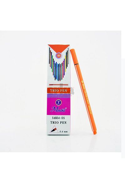 Masis Trio Pen 0.4 mm Orange Fine Felt Tip Pen (Pack of 10)