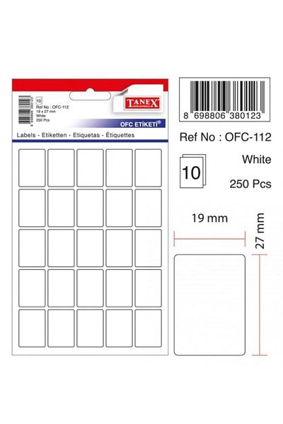 Tanex Αυτοκόλλητο γραφείου σε τσάντα 19x27 mm Λευκό Ofc-112 (ΣΥΣΚΕΥΑΣΙΑ 10 LU)