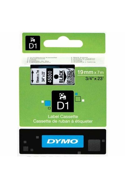 Dymo Μαύρη διαφανής λωρίδα D1 - 19 Mmx7 Meters Standard