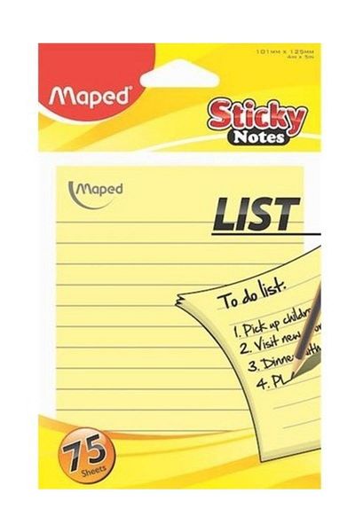 Maped ورق ملاحظات لاصق مخطط 100 ورقة 101x125 ملم أصفر