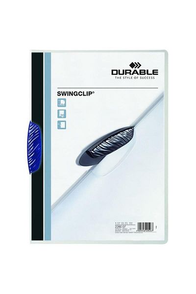 Durable A4 Navy Blue 30 Sheet Swingclip - With Compression Center Clip (PACK OF 25)