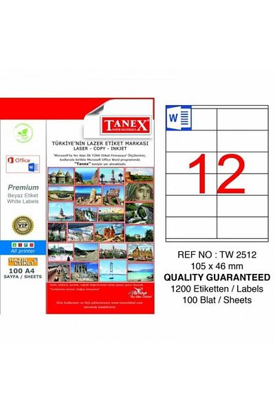 Tanex Laser Label 100 Sheets 105 X 46 Mm Laser Printer Label