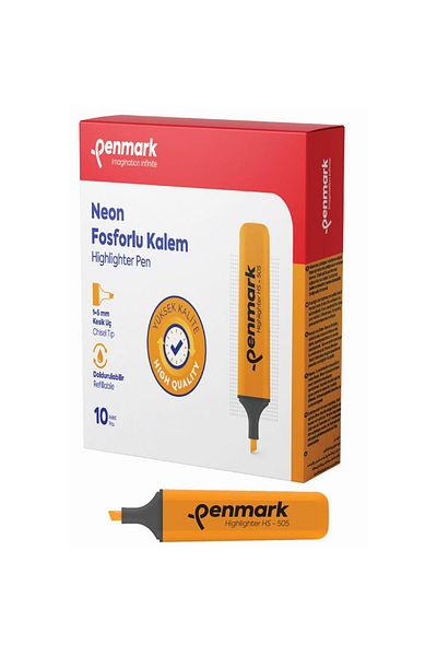 penmark Neon Highlighter Marker Orange Highlighter (Pack of 10)