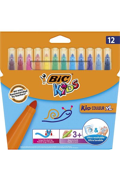 Bic Kids Kid Couleur Xl Ultra Washable Felt Tip Crayons 12 Colors