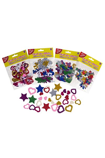 Bubu Bu-Bu Simli Eva Sticker 24 Lü Paket (Karışık Model 1 Paket)