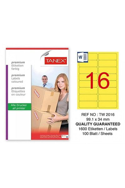 Tanex Laser Label 99.1 X 34 Mm Flo Yellow 100 Sheets Laser Printer Label