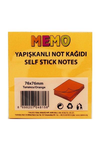 Rubenis Adhesive Note Paper 76x76 Mm Highlighter Orange (12 PIECE PACKAGE)