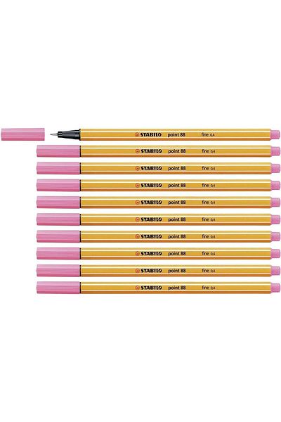 Stabilo 0.4 Mm Pink Fineliner - 88 Point Fine Felt Tip Pen (PACK OF 10)