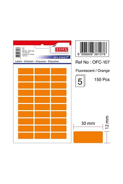 Tanex Αυτοκόλλητο γραφείου 12x30 mm Highlighter Orange Label Office 5 Φύλλα (ΣΥΣΚΕΥΗ 10 LU)
